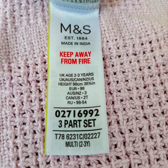 Marks & Spencer, 3pk multi coloured, cotton long sleeved sleepsuits, 2-3 years - Picture 15 of 16